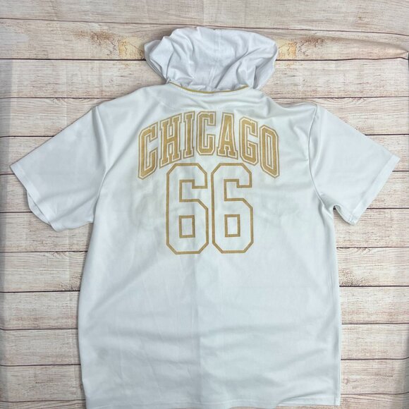 NBA Chicago Bulls White Gold Hooded Button Jersey XL #66 Chicago Short Sleeve - Picture 2 of 12